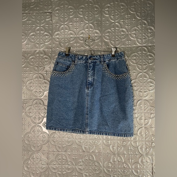Guess Dresses & Skirts - Guess Jeans Vintage Denim Jean 90s Mini Skirt Stud Accents Rock Biker Festival
